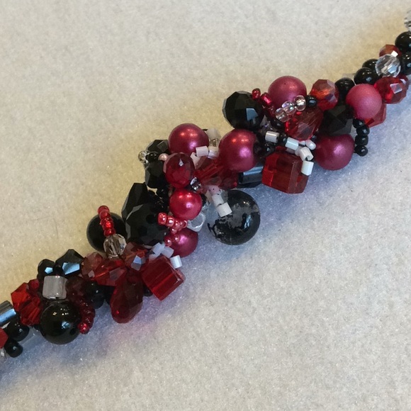FINAL SALE PRICE CL Designs Embellished Necklace in Red, Blk & Wht - Picture 3 of 5